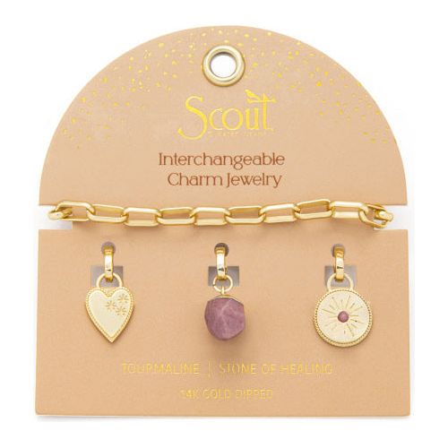 Interchangeable Charm Bracelet - Tourmaline/Healing/Gold