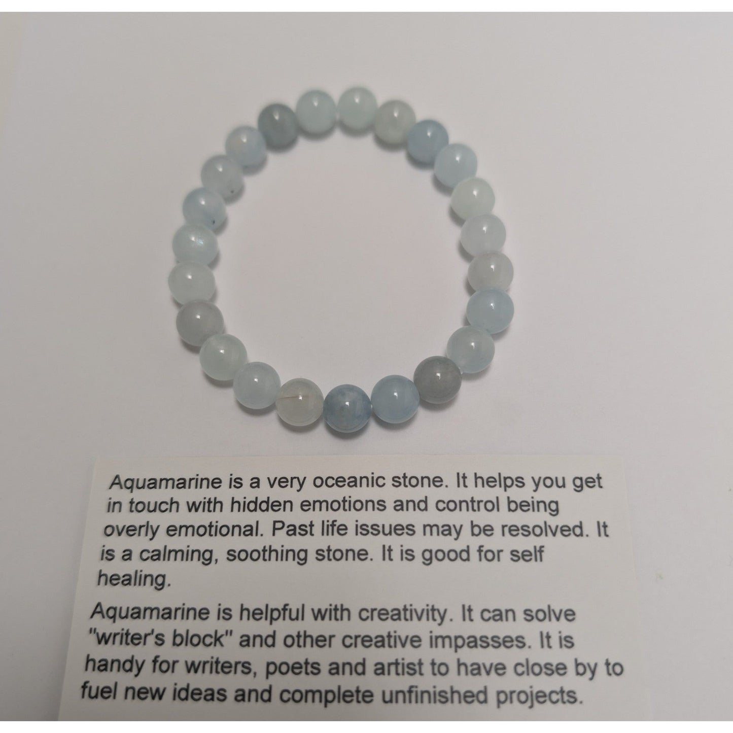 Aquamarine for soothing and calming 8mm Beaded Crystal Stone Bracelet