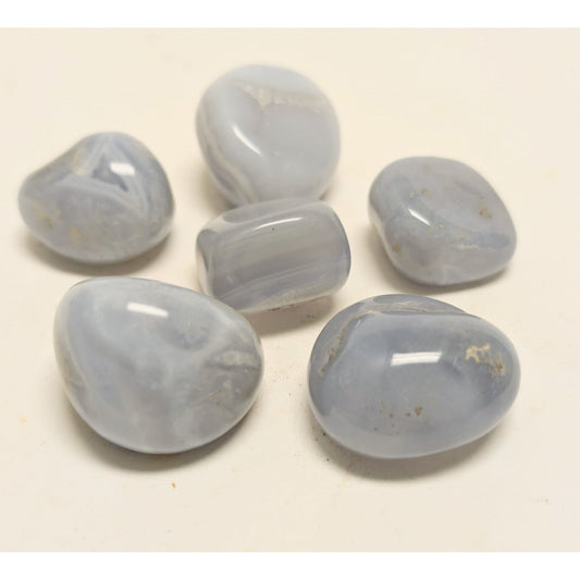 Blue Chalcedony 1" tumbled Stone for calming and better communication