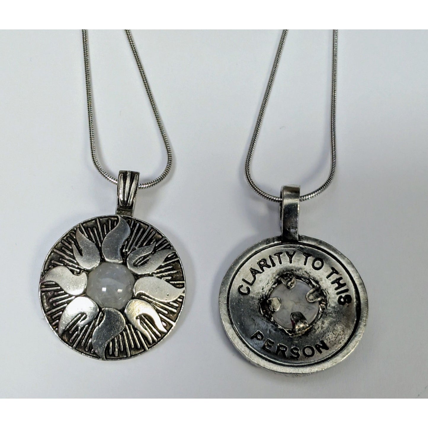 Avalon Blessings “Clarity To This Person” Pewter Necklace Moonstone