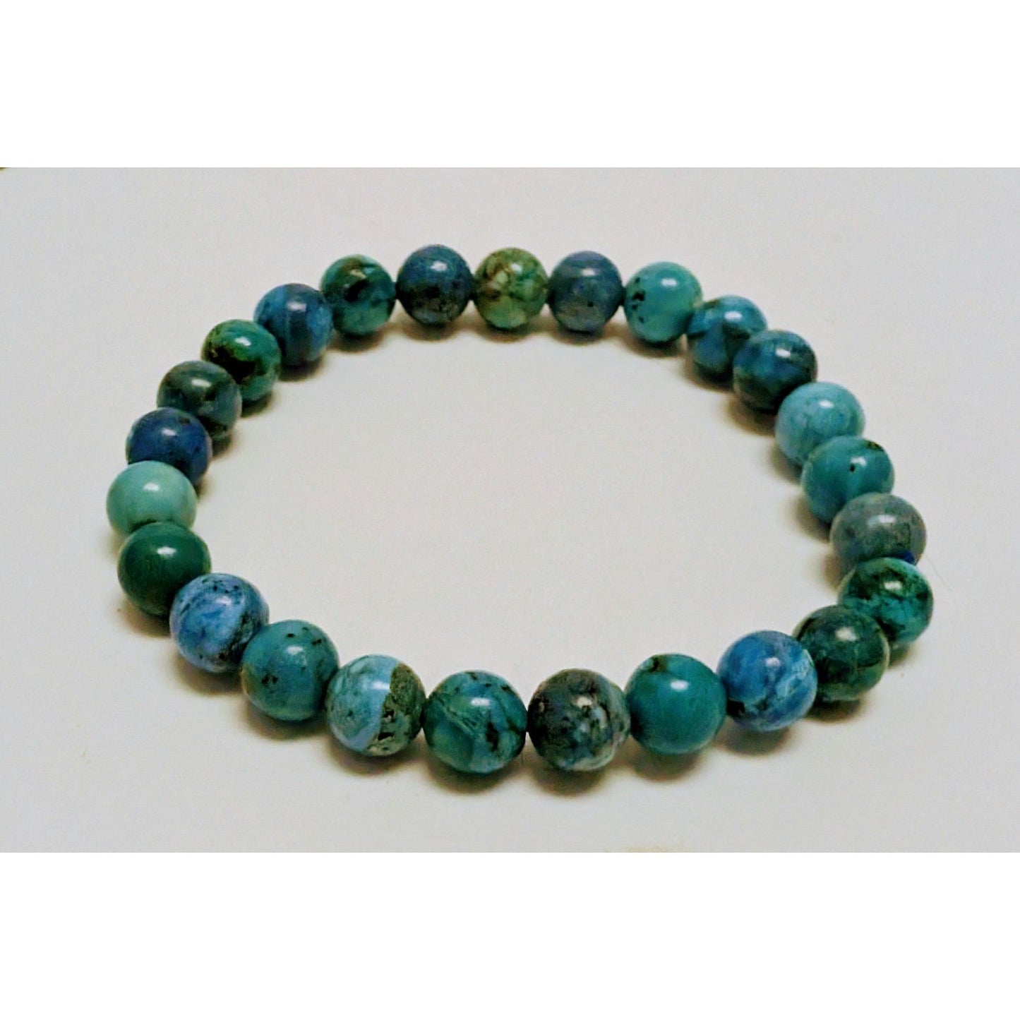 Peruvian Blue Opal 8mm Beaded Crystal Stone Bracelet