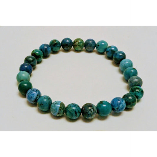 Peruvian Blue Opal 8mm Beaded Crystal Stone Bracelet