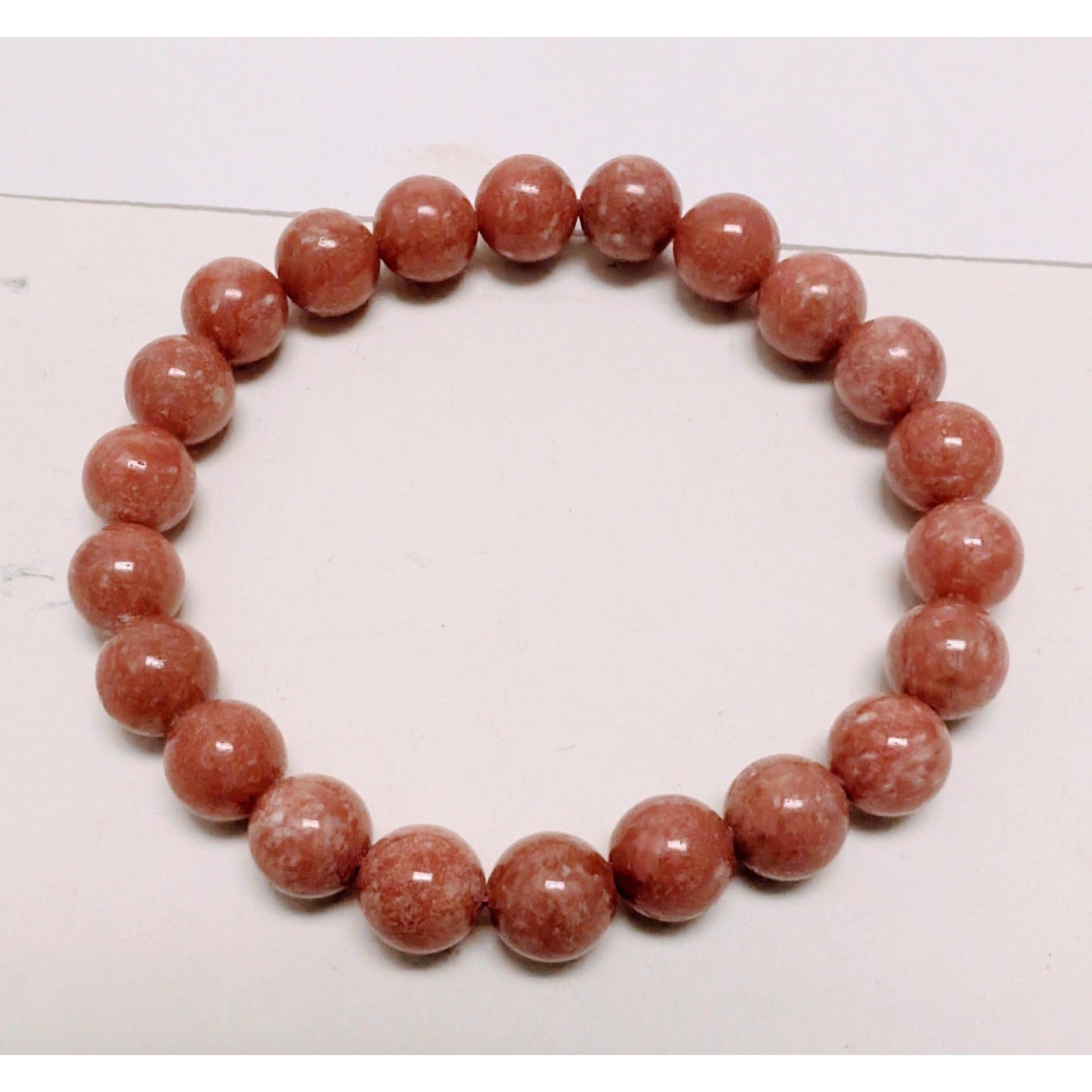 Thulite for joy and cheerfulness 8mm Beaded Crystal Stone Bracelet